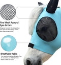 Stretchy Horse Fly Mask with Ears, Large Eye Space Paleblue Cob