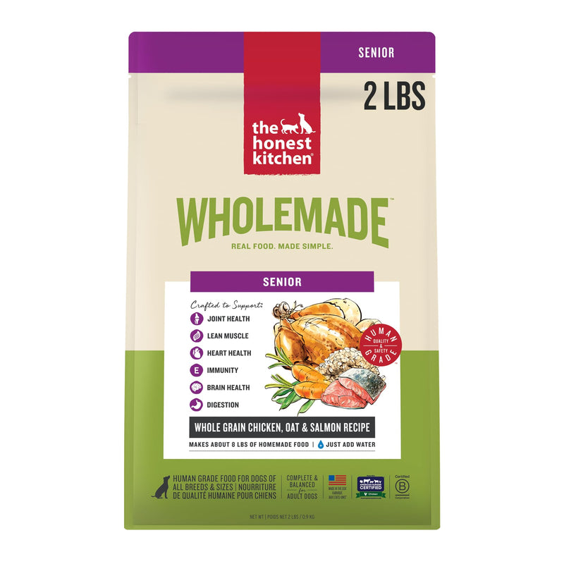 The Honest Kitchen Human Grade Wholemade™ Whole Grain Chicken, Oat & Salmon Dehydrated Senior Dog Food, 2lb Bag (Makes 8lbs)