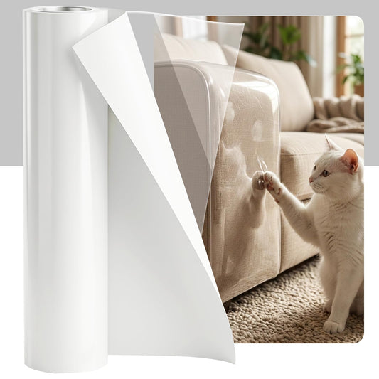 swihorab 200"x12" Cat Scratch Furniture Protector, Couch Protector from Cat Claws, Heavy Duty Self-Adhesive Anti Scratch Furniture Protector for Sofa Back & Corners, Pet Furniture Guard