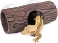 REPTIZOO Reptile Hide Cave Resin Hollow Tree Trunk Hideout Hermit Crab Climbing Toys Reptile Shelter Sleeping Cave for A