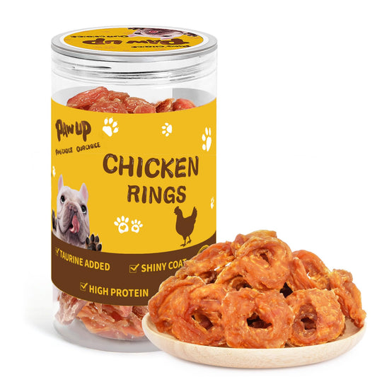 PAWUP Chicken Rings Dog Treats, Soft Chicken Jerky, Easy to Eat, High Protein Low Fat Daily Treats for Small Medium Large Dogs, 12.5 oz
