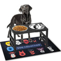 ADENGL Metal Raised Dog Bowl, 10" Tall Elevate Dog Feeder Stand with 2 Stainless Steel 42oz Bowls & 16x24 Non-Slip Mat – Stronger Dogs Food & Water Bowl Stand (Black)