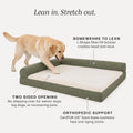 Furhaven The Leaner L-Bolster Orthopedic Chaise for Jumbo XL Dogs, Grid Chenille Bed with CertiPUR-US Certified Foam, Sa