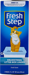 Fresh Step Drawstring Cat Litter Box Liners, Scented, 3 ft x 19 in, 7 Count