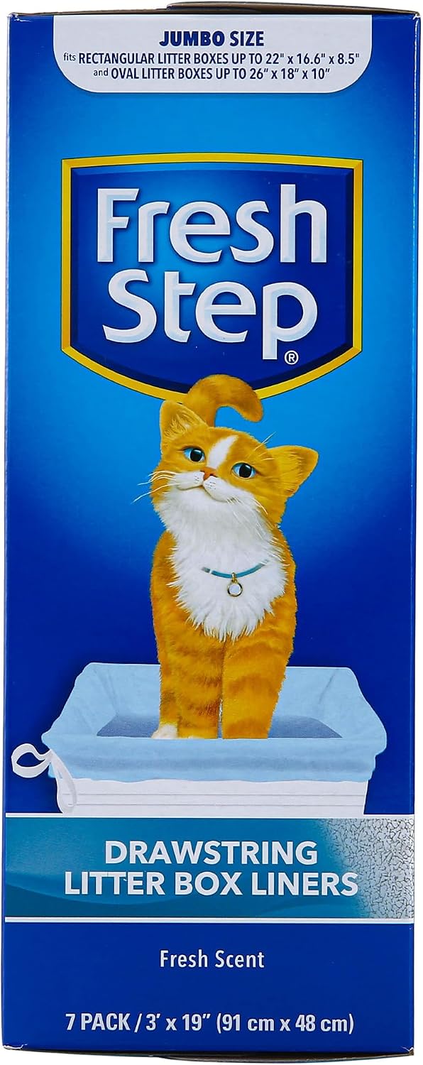 Fresh Step Drawstring Cat Litter Box Liners, Scented, 3 ft x 19 in, 7 Count
