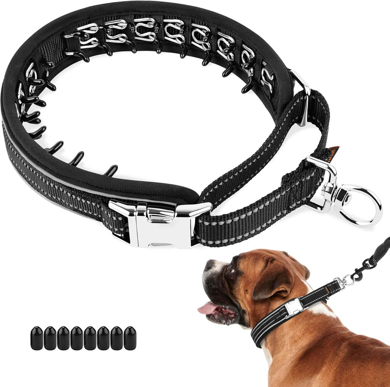 Mayerzon Prong Collar for Dogs, Pinch Collar with Alloy Buckle | Black, L