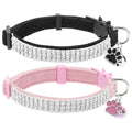 EXPAWLORER Soft Velvet Safe Cat Collars for Girl Cats -2 Pack Rhinestones Bling Diamante Adjustable Collars Breakaway- Chirstmas Cat Clollar Gifts with Bells for Boy Cats Kitty and Small Dogs