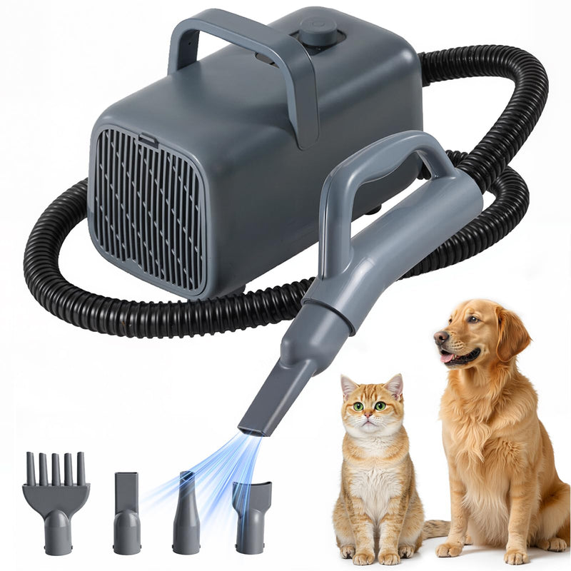 KMFurnila 5-in-1 Dog Hair Dryer, 2.5L Dust Cup, 3 Suction Modes and 5 Groomer Tools, Dog Clippers with Cordless Low Noise for Cats, Dogs Other Animals Hair Trimmer, Grey