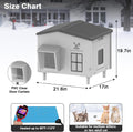 21.6"x17"x19.7" Large Plastic Heated Cat House for Outside in Winter, 100% Weatherproof & Insulated Outdoor Heated Cat H