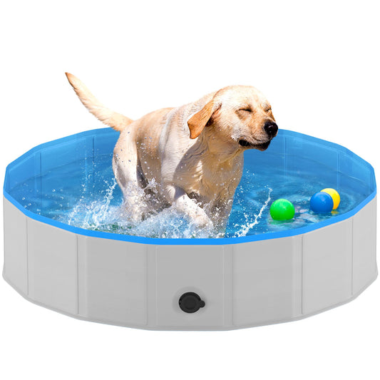 Niubya Foldable Dog Pool, Collapsible Hard Plastic Dog Swimming Pool, Portable Bath Tub for Pets Dogs and Cats, Pet Wading Pool for Indoor and Outdoor, 40 x 12 Inches