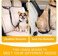 2-Pack Dog Car Seat Belt, 3-in-1 Headrest-Mounted Dog Seatbelt for Car, Adjustable Nylon Pet Safety Leash with Elastic Buffer & Reflective Stitching, Durable Car Harness for Dogs Fits Most Vehicles