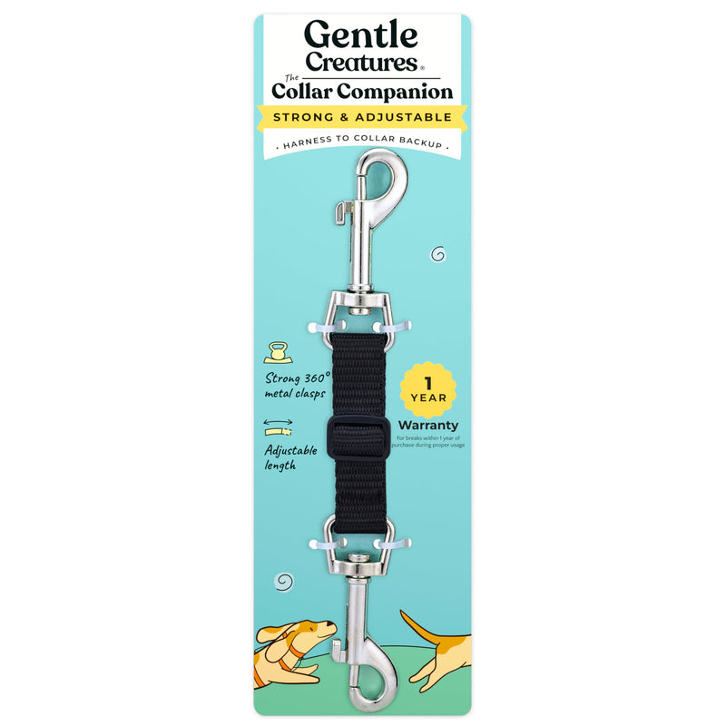 Gentle Creatures Collar Companion - Adjustable Backup Clip for Dog Harness, Prong, Pinch Collars, Gentle Lead - Double Ended Backup Clasp - Harness to Collar Safety Clip