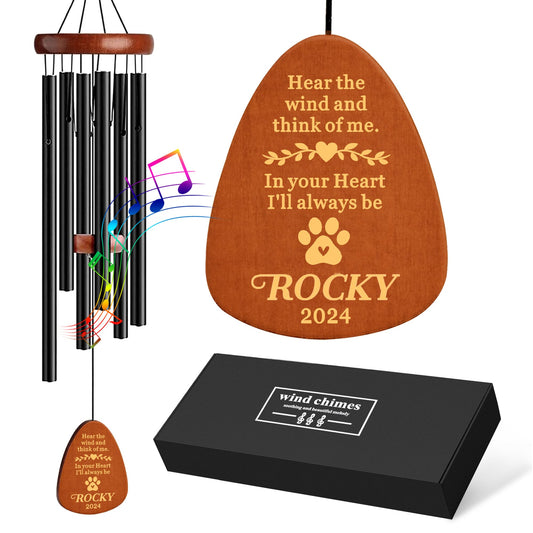 Personalized Dog Memorial Gifts for Loss of Dog, 25.5'' Pet Memorial Gifts for Dogs, Pet Memorial Wind Chimes, Loss of Dogs Sympathy Gift, Pet Passing Away Gift for Loss Loved One(Design 2, Black)