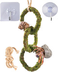 Hermit Crab Climbing Toy, Hanging Moss Climbing Rings for Hermit Crab Tank Accessories, 11 in Crabitat Decor with Rope, 
