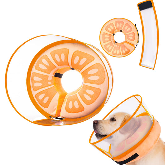 Inflatable Dog Cone Collar for Large Medium Small Dogs, Soft Dog Donut Collar Adjustable Recovery Cone for Pets After Surgery, Extra Enhanced Anti-Licking Guard Shield for Pets (Large, Orange)