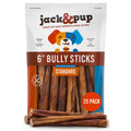 Jack&Pup 6 Inch Standard Bully Sticks for Dogs (25 Pack) Odor Free Bully Sticks for Large Dogs, All Natural Beef Pizzle Sticks