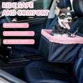Dog Car Seat for Small Pets Under 20lbs, Booster Seat with Metal Frame, Double-Layer Oxford Fabric, Safety Leash for Dog