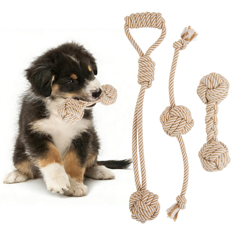 PATTEPOINT Dog Rope Toy for Small Dog 3pcs, Natural Chew Toys for Puppy, Medium & Small Dogs, Tug of War Rope for Puppies Clean & Relieve Teething