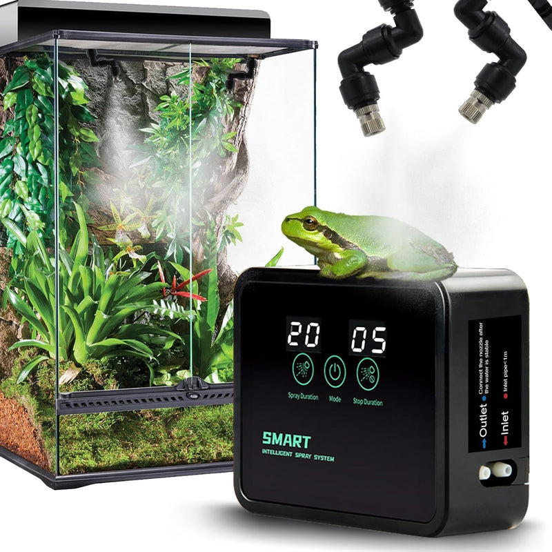 MECESOR Automatic Reptile Mister for Reptile Tank Smart Reptiles Mister System with Timer 360° Nozzles,Slient Terrarium 