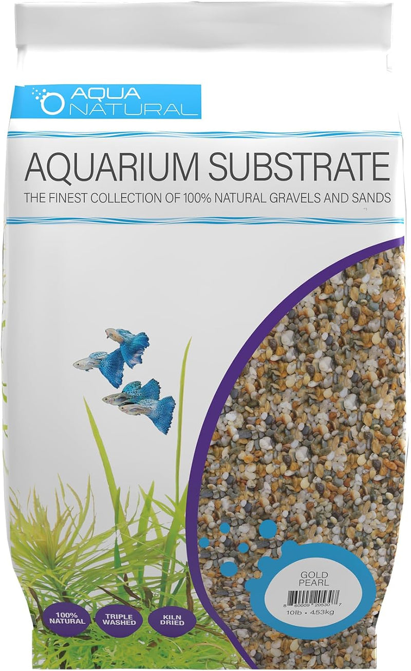 Aqua Natural Aquarium Substrate, Gold Pearl Gravel, 10lb