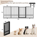 SNUOWU Full Metal Freestanding Dog Gate with Door, 32''Height Foldable Pet Dog Fence for Indoor & Outdoor, 4 Panels Extra Wide Free Standing TallDog Gates for Doorways,House,Stairs,Porch,Deck,Yard