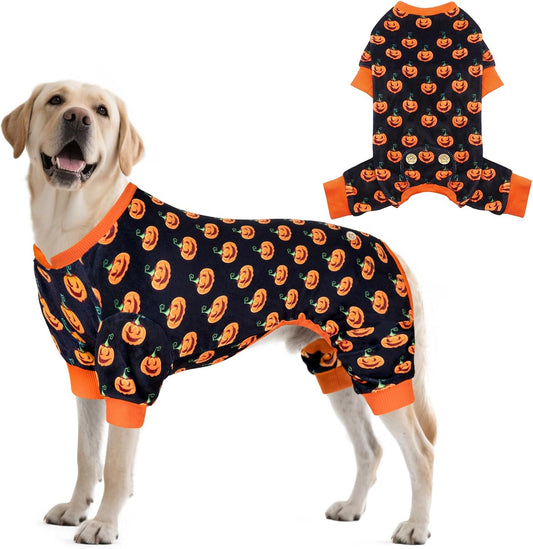 KYEESE Halloween Dog Pajamas for Medium Large Dog Onesie with Pumpkin Print