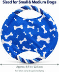 Dog Rope Flying Disc Toy with Squeaker | Durable Canvas Center & Braided Cotton Rope Ring | 2-in-1 Fetch & Tug Interacti