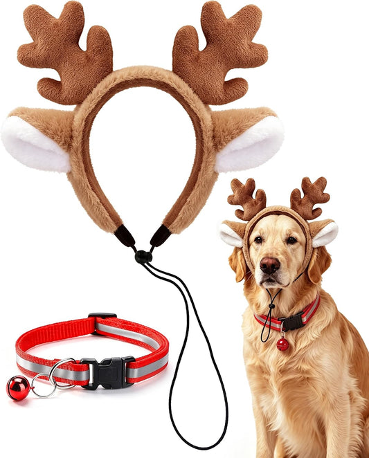 Dog Reindeer Antlers Headband, Halloween Christmas Antlers Costume