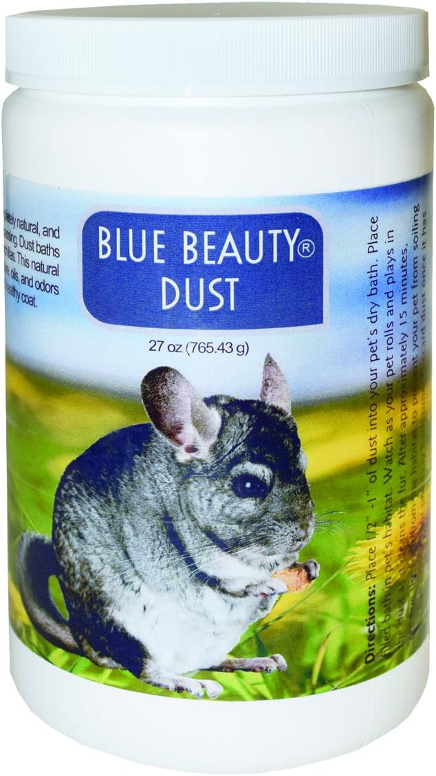 Lixit Blue Beauty® Chinchilla Dust Bath, 1.5 lb Jar - Natural Small Animal Bathing Dust, Moisture & Odor Control, No Add