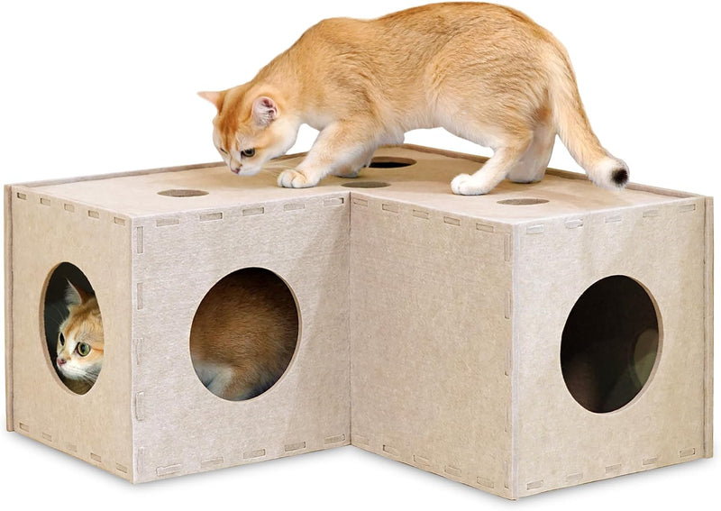 PETKARAY Cat Tunnel, Original Cat Hideaway Cave for Indoor Cats, Large Kitten Play Tubes and Tunnels, Soft Felt Cat Toy 