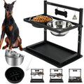 Elevated Dog Bowls with Slow Feeder for Large Dogs – Adjustable Raised Stand with 2 Stainless Steel Bowls & Spill-Proof Mat, Non-Slip Dog Feeder for Large & Medium Dogs (Black)