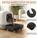 YoehMongYo Extra Large 2 Steps Cat Litter Box Step Cat Litter Box Ramp with Wooden Base Designed for Automatic Litter Box Entry Anti-Tracking Surface & Easy Cleaning for Small & Elderly Cats (Black)
