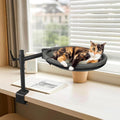 Unidevice Cat Desk Bed - Sturdy Cat Bed for Desk with 360° Rotating & Adjustable Height, Elevated Cats Nest Perch for Desk, Grey