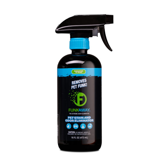 FunkAway Pet Stain & Odor Eliminator Spray, 16 oz., Fresh & Neutral Scent, The Extreme Pet Stain & Odor Eliminator for Houses, Cars, SUVs, RVs and Boats, Alcohol-Free Formula