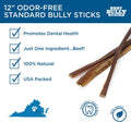 Best Bully Sticks 12 Inch Odor-Free Bully Sticks for Dogs - 12 Count (Pack of 1) - Natural Grass-Fed Beef, Easily Digest