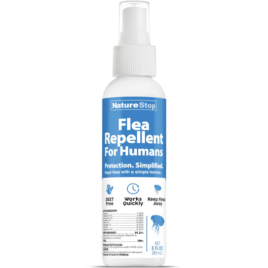 NatureStop Flea Repellent Spray for Humans, DEET-Free Insect Repellent for Skin & Outdoor Protection, 3 oz