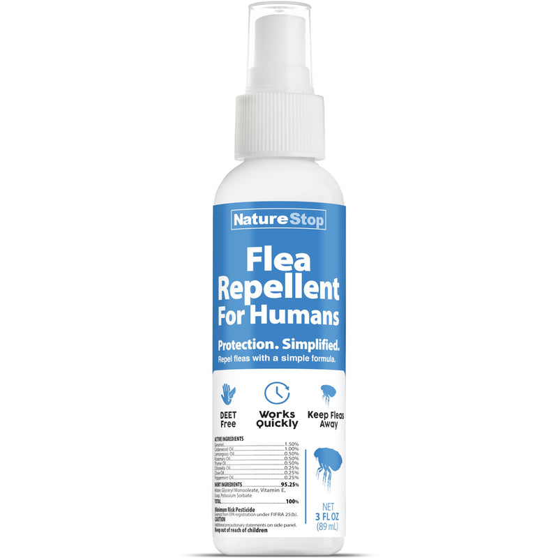 NatureStop Flea Repellent Spray for Humans, DEET-Free Insect Repellent for Skin & Outdoor Protection, 3 oz
