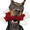 Kseroo Indestructible Dog Toys for Aggressive Chewers: Beef Flavored Hard Nylon Bone Chew Toys for Medium Large Breed Dogs (20-90 lbs), Red
