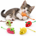 Haourlife Catnip Cat Mice Toys Interactive Mouse Cat Toy for Indoor Adult Cats Kitten Kitty Baby Cat Chew Exercise Toy Fruit-Shaped Mice Cat Toy Set - 5PCS