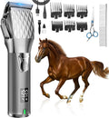 Rechargeable Horses Clippers, Cordless Pet Hair Trimmer Shaver with 6 Guide Guards, 2500mAh Large Battery Capacity Elect