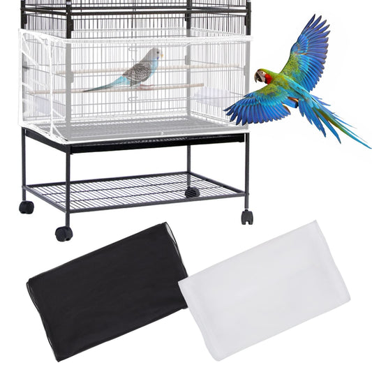 Daoeny 2Pcs Large Bird Cage Cover, Adjustable Parrot Nylon Airy Soft Mesh Net, Universal Seed Feather Catcher, Birdcage Cover Skirt Sheer Guard for Parakeet Macaw Round Square Cages