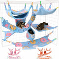 8 Pcs Sugar Glider Cage Set, Small Animal Fleece Hammock Set, Hanging Bed, Climbing Bridge and Toys for Sugar Gliders, F