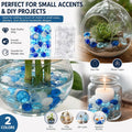 FUTUREPLUSX Blue and Clear Flat Glass Marbles Bundle, Decorative Glass Pebbles Gems Vase Fillers for Floral Arrangements