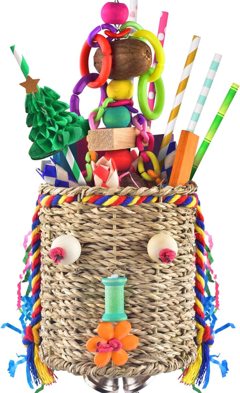 KATUMO Bird Toys, Parrot Grass Basket and Shredding Foraging for Parakeets, Cockatiels, Conures, Small and Medium Bird C