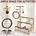 Bird Playground, Natural Wooden Parrot Stand Suitable for Small and Medium Birds, with Feeding Cups, Swing, Chew Toys,Bird Perch Ideal for Parakeets, Budgerigars,Canaries,Conures