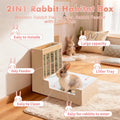 Extra-Large 2-in-1 Rabbit Litter Box & Hay Feeder Set, Wood, Mess Proof, for Guinea Pigs, Chinchillas, Hamsters, and Rab