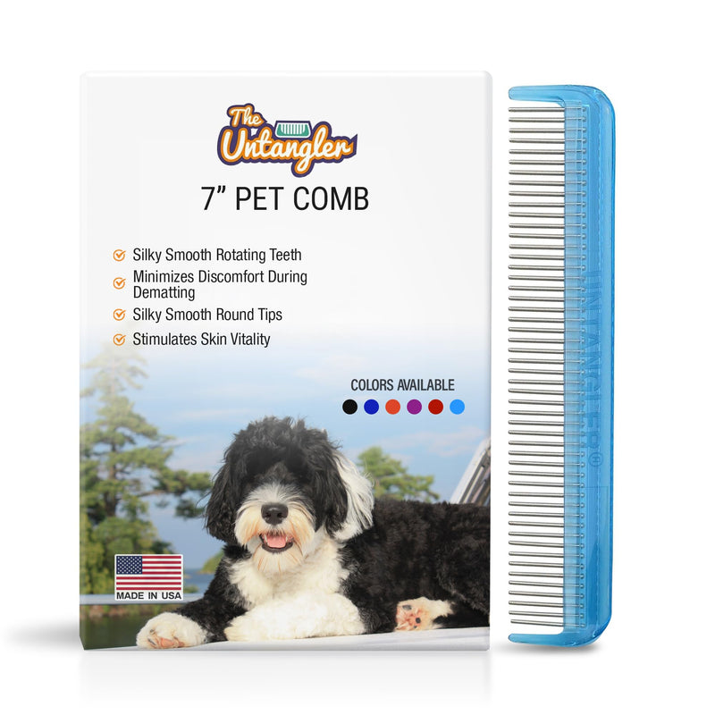 Pet comb with silky smooth rotating teeth for easy mat removal without pain to your pet (7