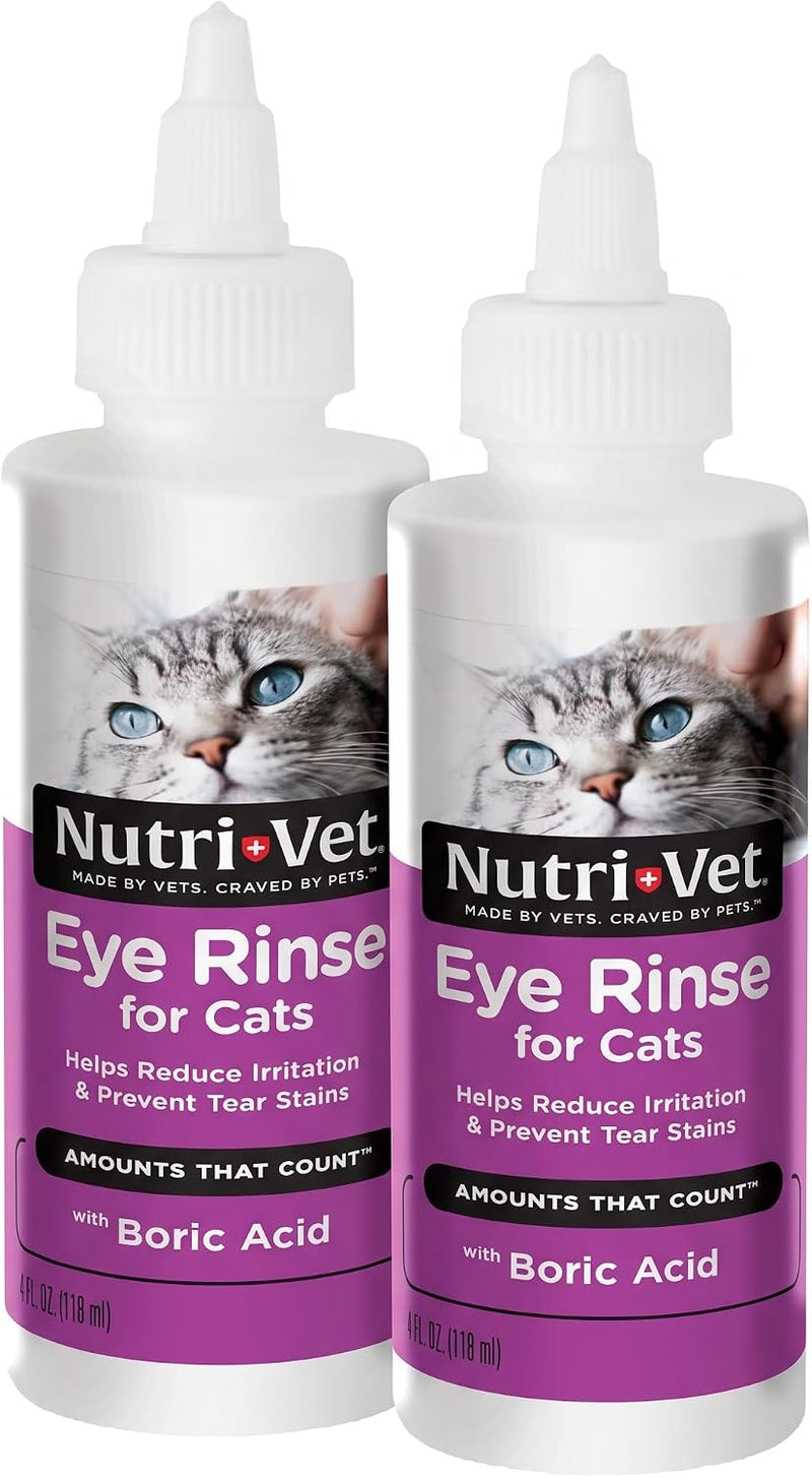 Nutri-Vet Cat Eye Rinse,Sterile Solution Gently Cleanses Eyes &Surrounding Tissue,Removes Debris Pollen and Mucus,Reliev
