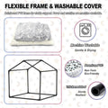 Pelemee Indoor Dog House, Night-Luminous Star Dog Tent with Frame, Washable Dog Cave Bed, Suitable for 36-66 lb Medium and Large Dog