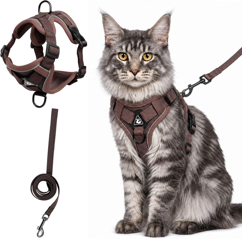 Large Cat Harness and Leash Set| Escape Proof Adjustable Mesh Vest with Reflective Strips, No-Choke Soft Breathable Harn